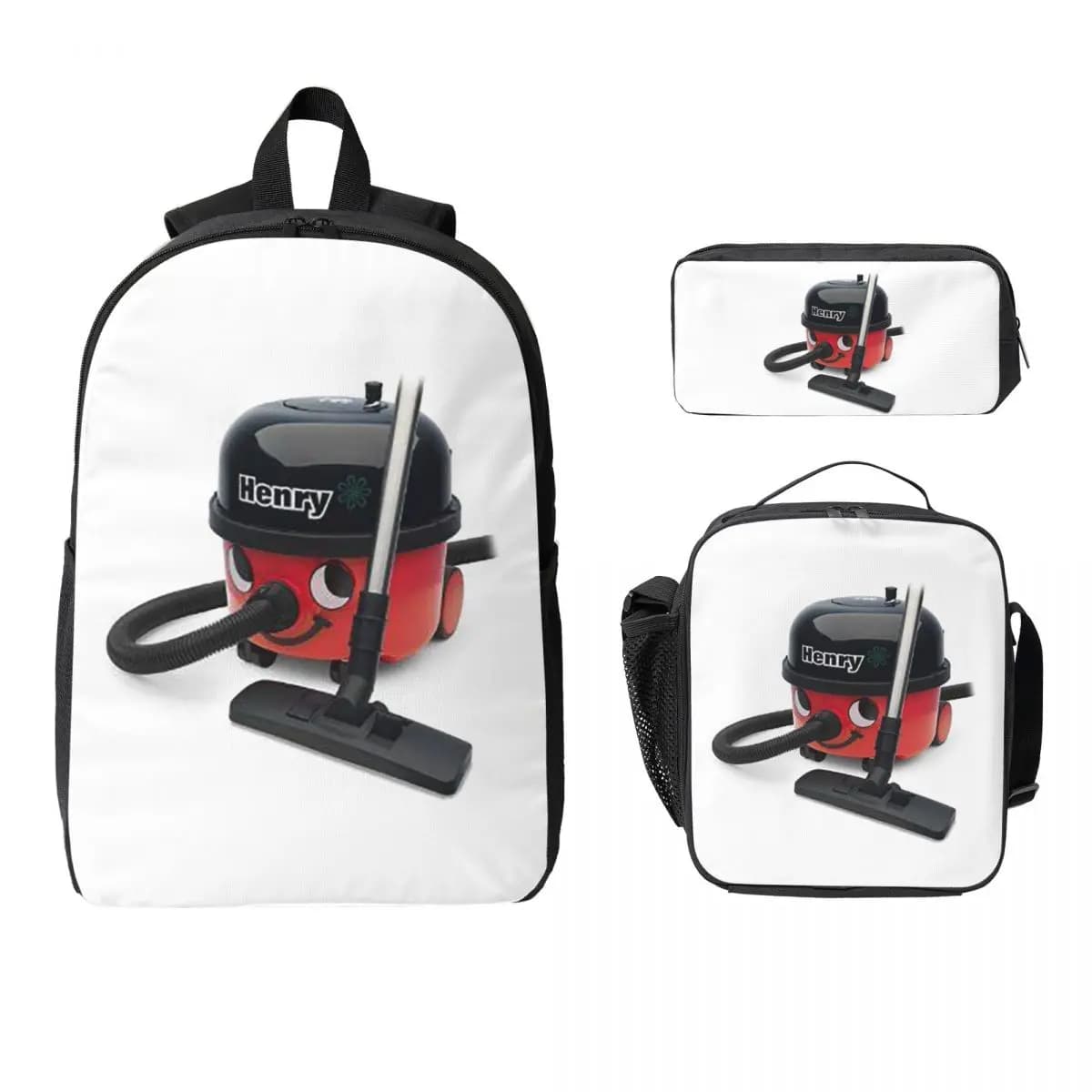 Zaino Henry Hoover per ragazzi e ragazze, borsa per libri, borsa per la scuola, borse a tracolla per computer, 3 pezzi, borsa termica per il pranzo, astuccio per matite