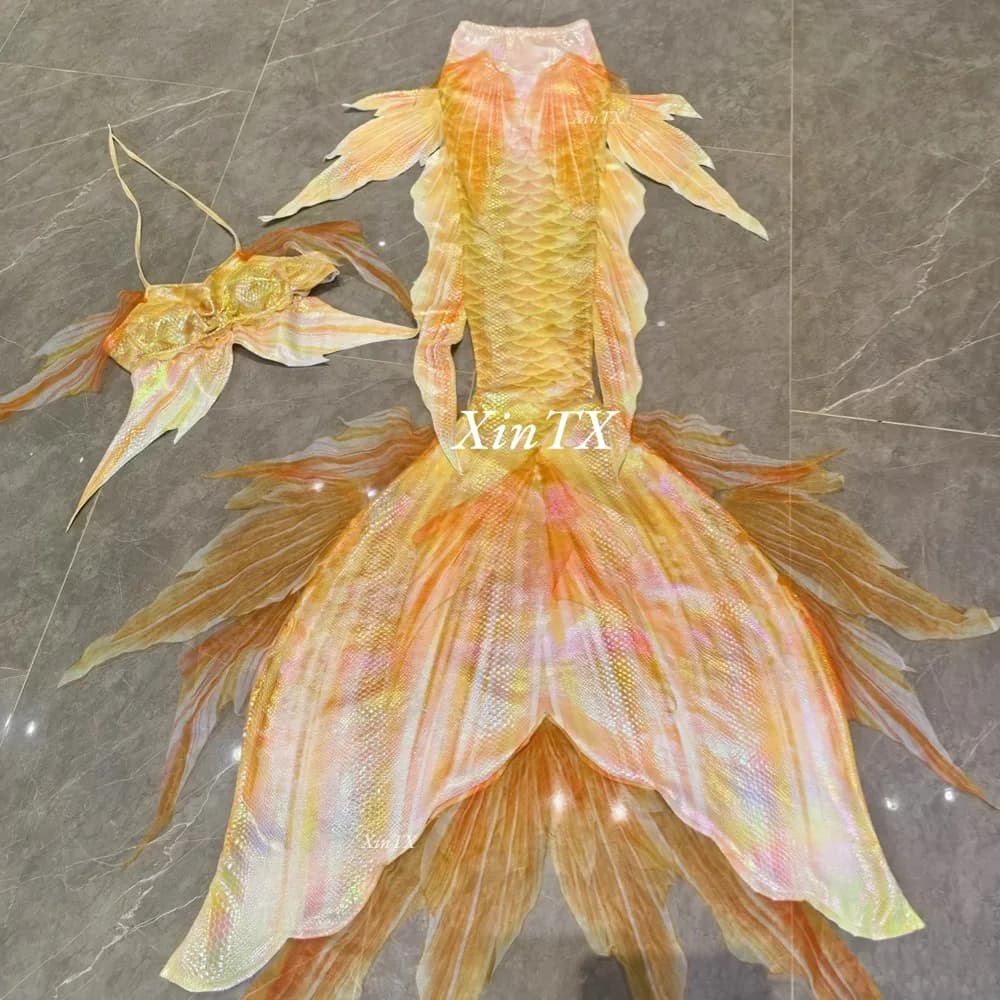 Professional adult tail of mermaid hot press yarn light fabric stretched women mermaid bathing suit Halloween cosplay aquarium show