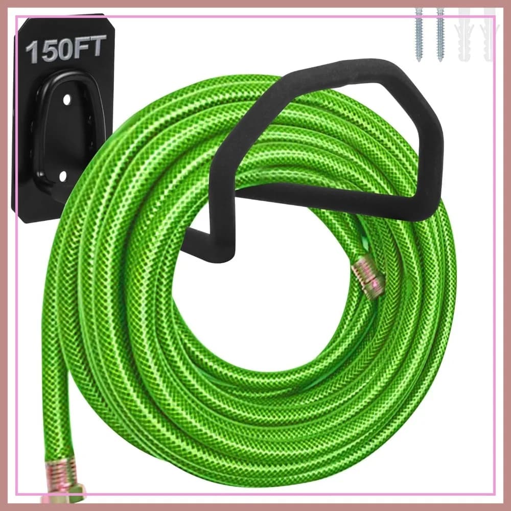 Supporto da Parete per Tubo da Giardino Resistente - Gancio in Metallo per Tubo dell'Acqua da Esterno, Robusti Ganci per Avvolgitubo