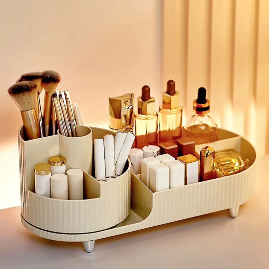 Scaffale per cosmetici con base rotante e scomparti divisi per scatola portaoggetti per cosmetici, per rossetto, scatola portaoggetti per la cura della pelle