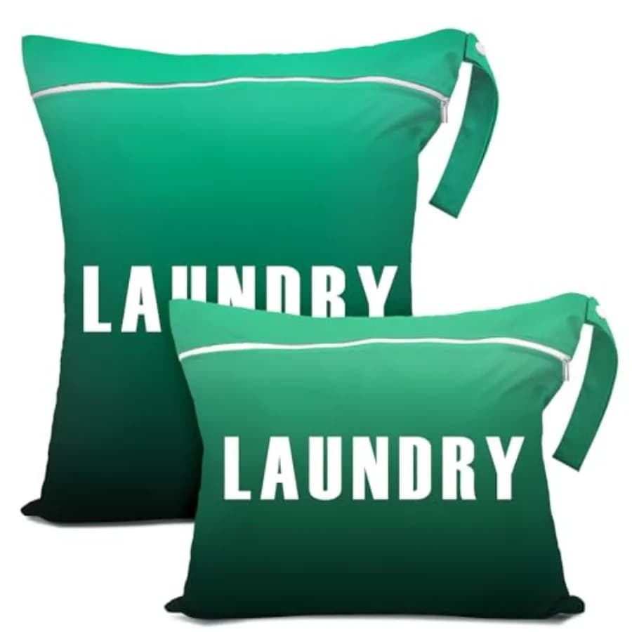 2 Pcs Large Travel Laundry Bags - Waterproof Wet/Dry, Washable, Dirty Clothes, Bathing Suit, Workout, Gym Clothes, Swimming, Yo