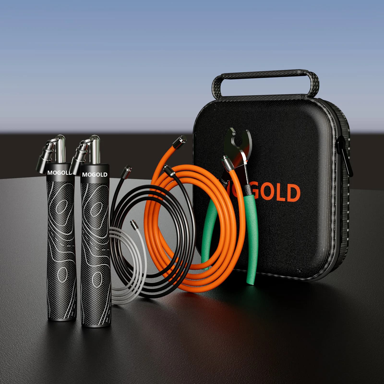 MOGOLD Corda per saltare in fibra di carbonio – Design leggero ad alta resistenza, equipaggiamento di livello professionale per allenamenti più lisci