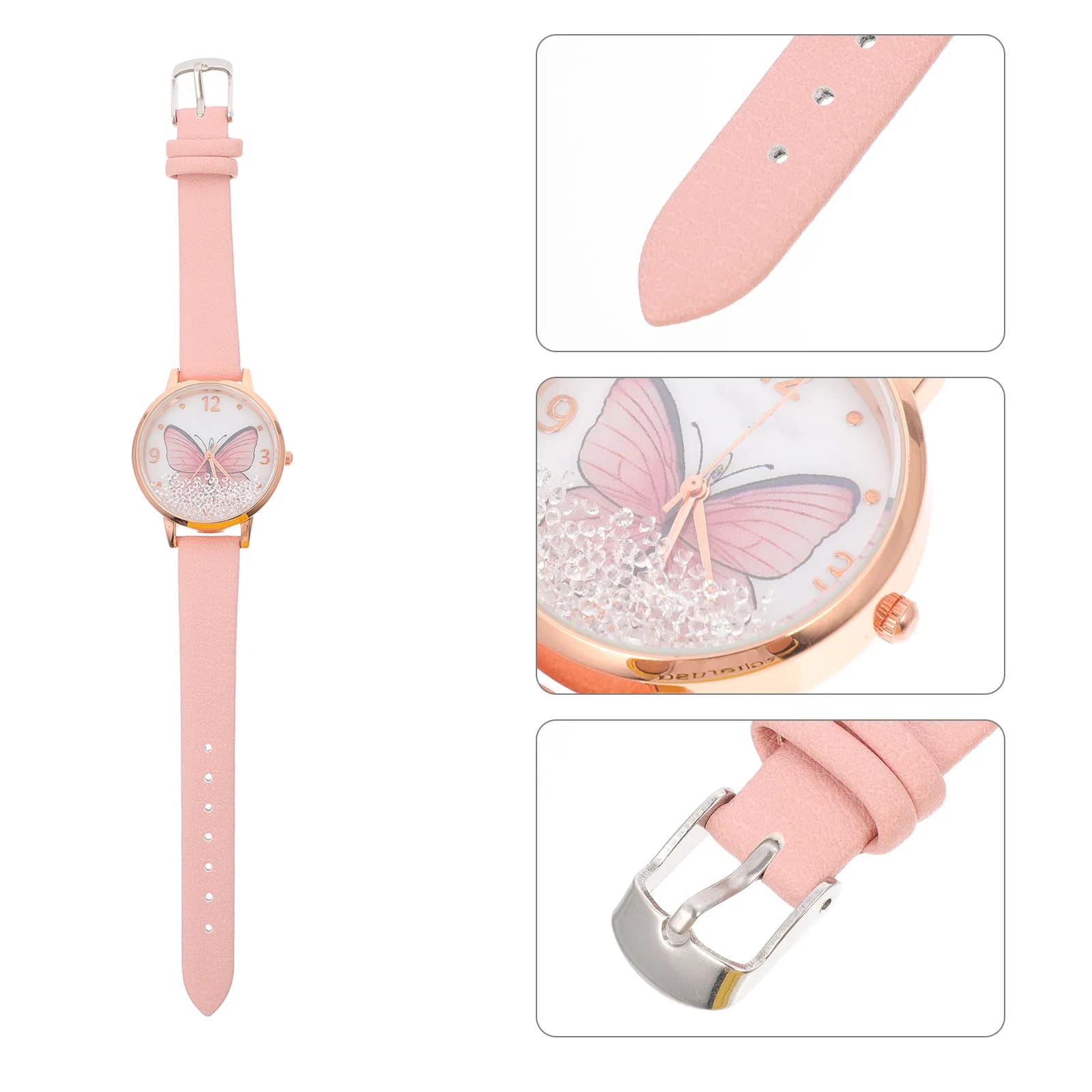 1Pcs Double Layer Dial Fashion Watch Alloy Quartz Movement Stylish Women Watch Casual Wear Butterflies Wristwatch