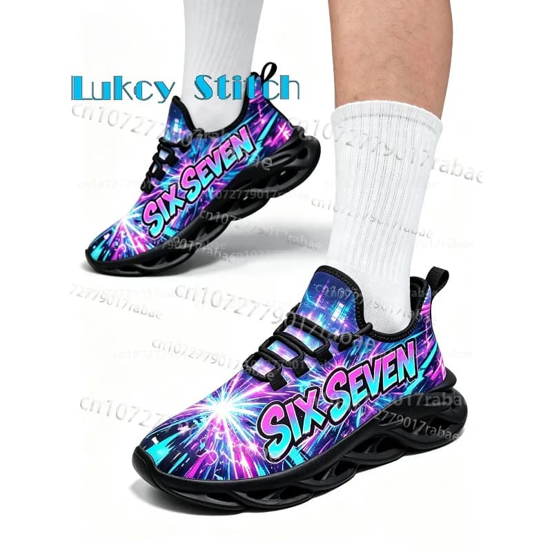 Hot Selling Neon SIX SEVEN Letter Print Man Woman Outdoor Activities Casual Shoes Parity Breathable Blade Running Sneakers