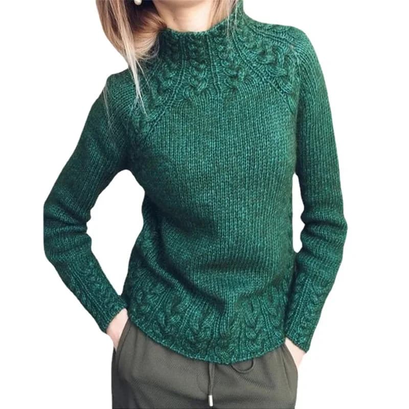 Maglione dolcevita all'uncinetto verde donna pullover spessi lavorati a maglia kaki primavera autunno inverno maglione Y2k top maglione streetwear