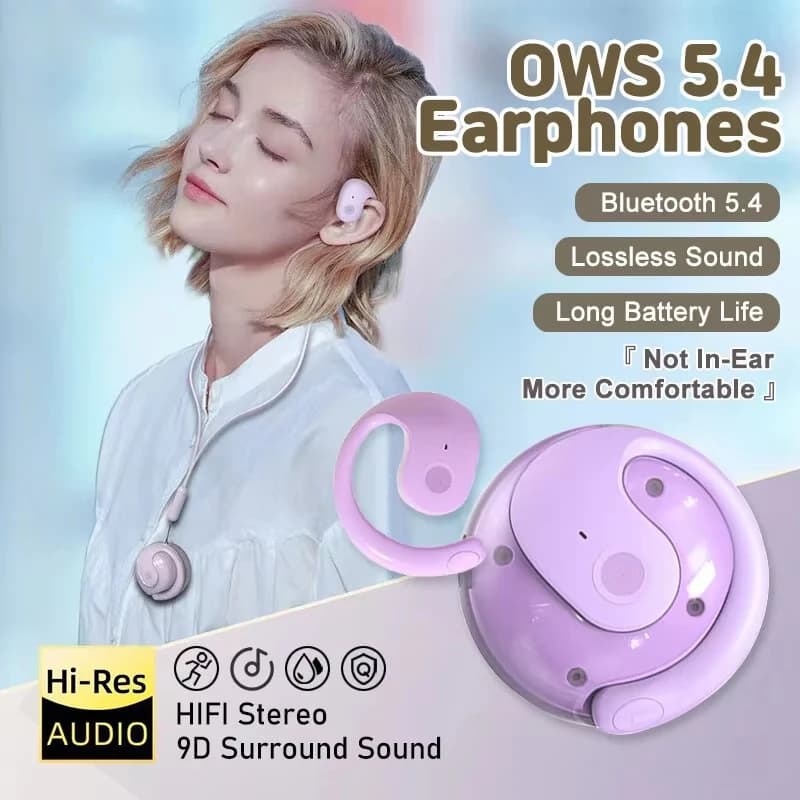 OWS Wireless Headphone Bluetooth Headset with HD Mic HiFi Stereo Sound Earphones Smart Touch Sports Waterproof Earbuds For Phone