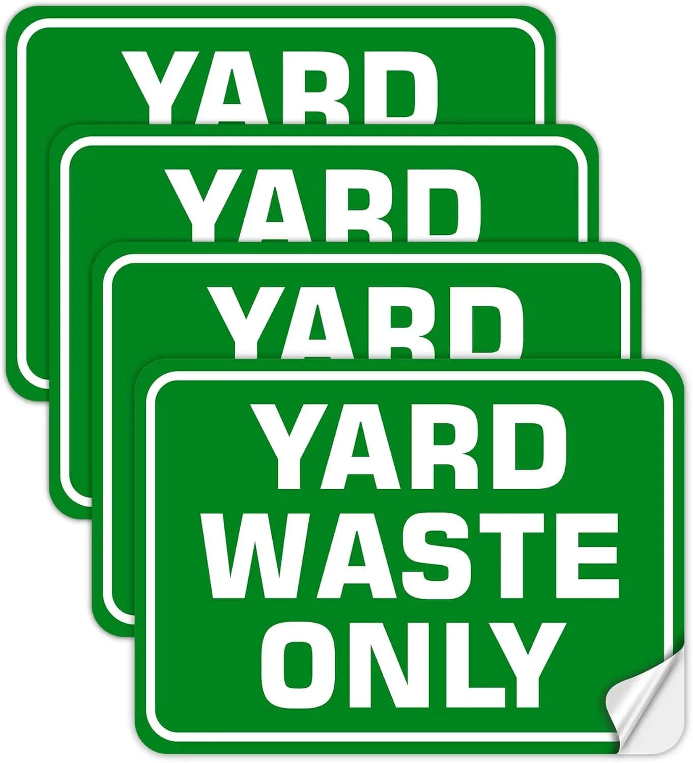 Confezione da 4 Adesivi per Rifiuti da Giardino, Decalcomanie in Vinile Autoadesive 10x7 Pollici per Contenitori di Riciclaggio per Esterni e Interni