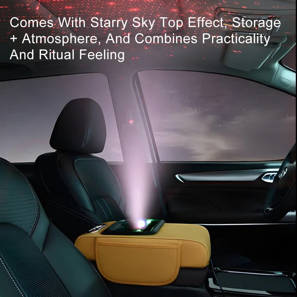 Car Center Console Armrest Box Starry Sky Roof Height-Increasing Car Mat Multi-Functional Tissue Storage Box For Vehicles
