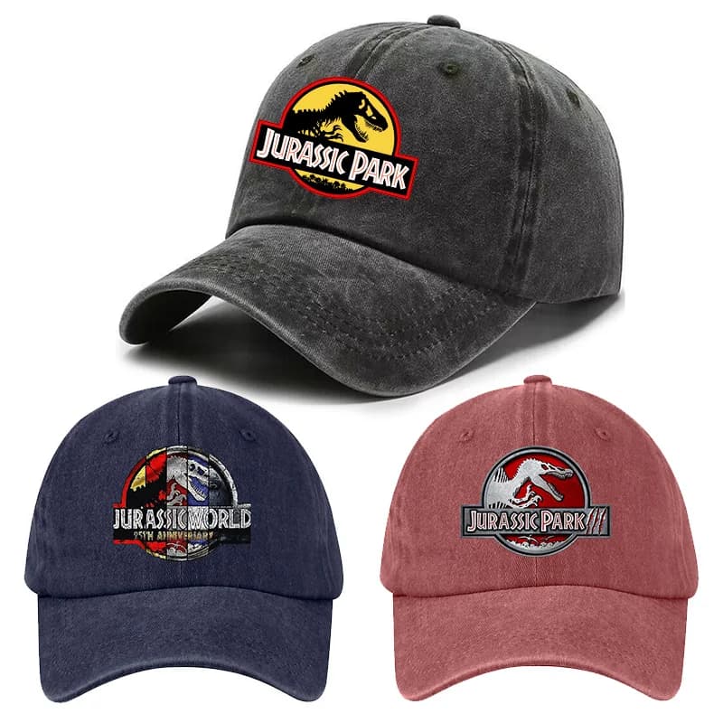 Cappellini Vintage Serie Jurassic World, Berretto da Baseball Regolabile per Adulti, Visiera Parasole per Parchi a Tema Dinosauri, Regalo
