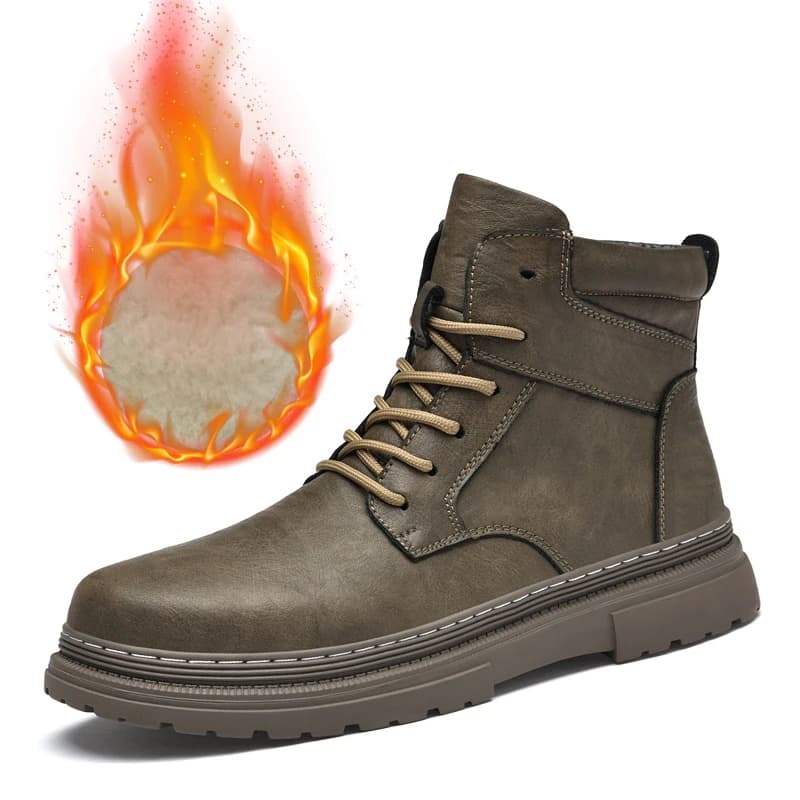 Calde scarpe invernali da uomo in pelle stivaletti impermeabili in gomma comodi stivali da neve in pelliccia da lavoro per uomo Zapatos Para Hombre