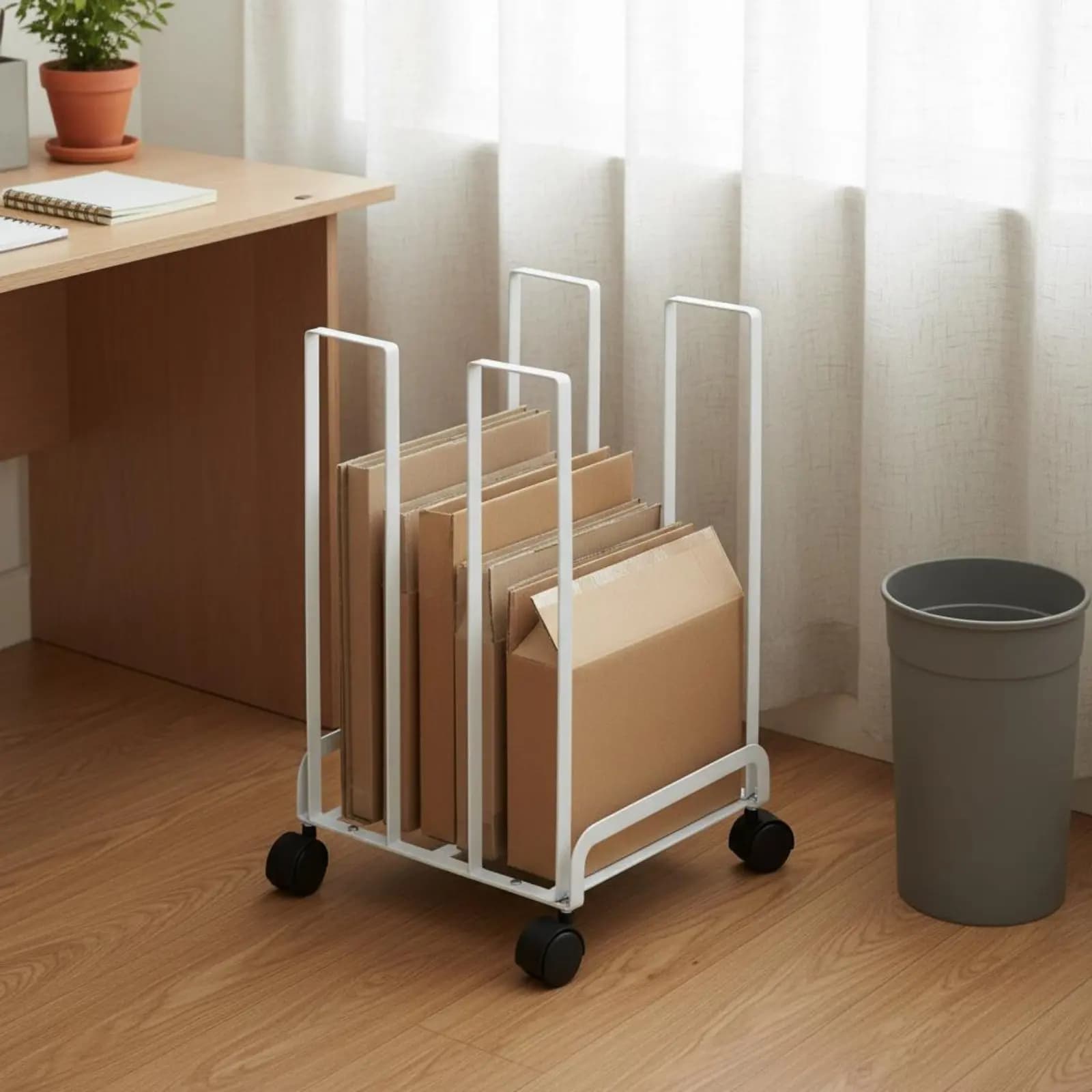 Carrello Organizzatore in Metallo con Ruote, Supporto Mobile per Scatole di Cartone, Salvaspazio per Magazzino