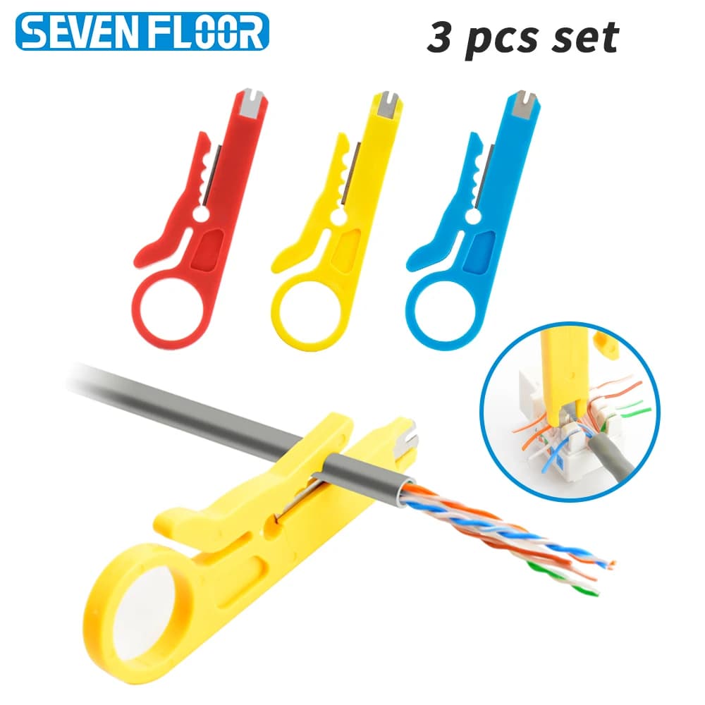 Set di 3 Pinze Spellacavi con Funzione Punch Down, Strumento Multiuso per Cavi di Rete RJ45 RJ11, Telefoni e CCTV