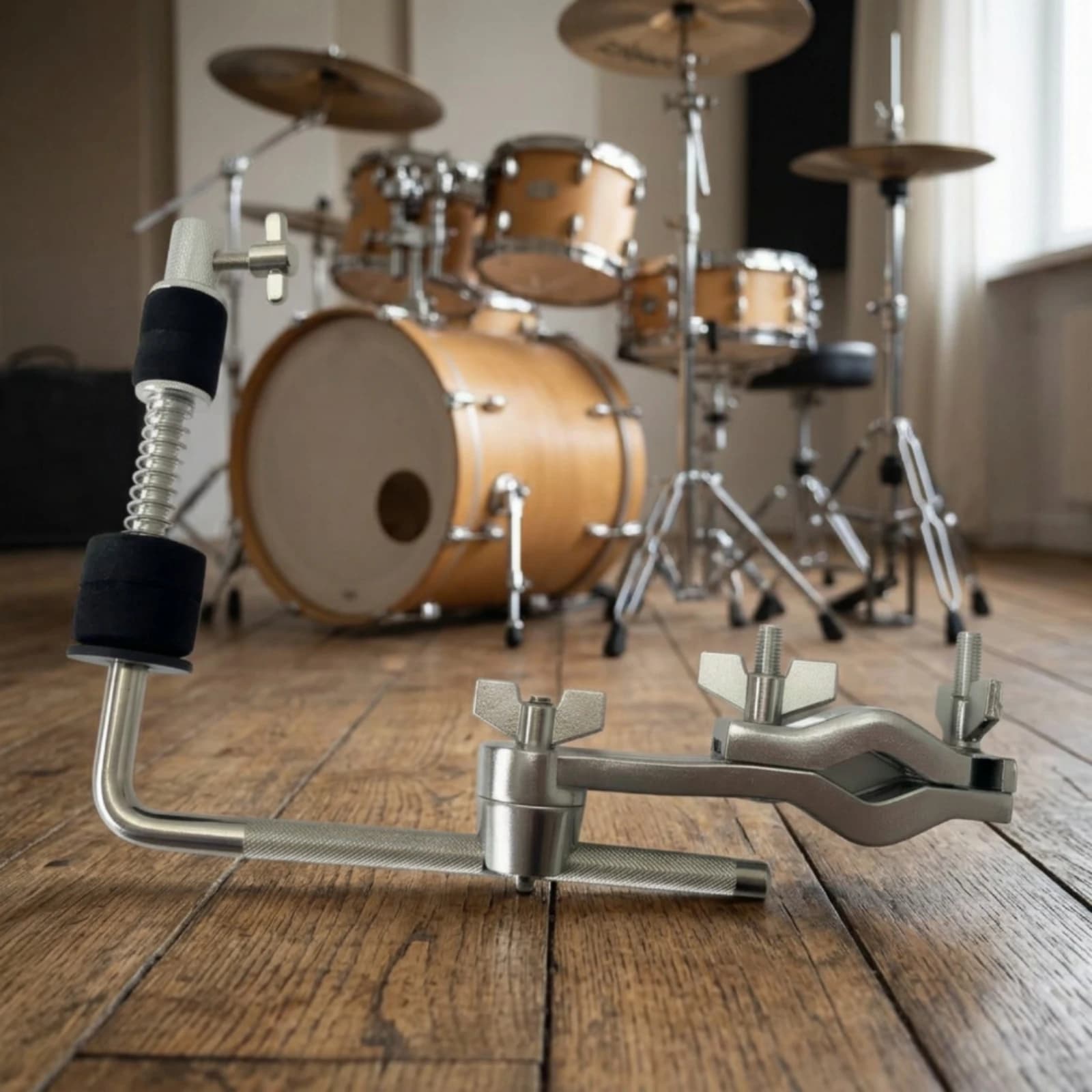 Drum Hardware Extension Clamp Secure Drum Clamp with L-Rod Percussion Holder Sturdy Heavy-Duty for Drummers, Stage