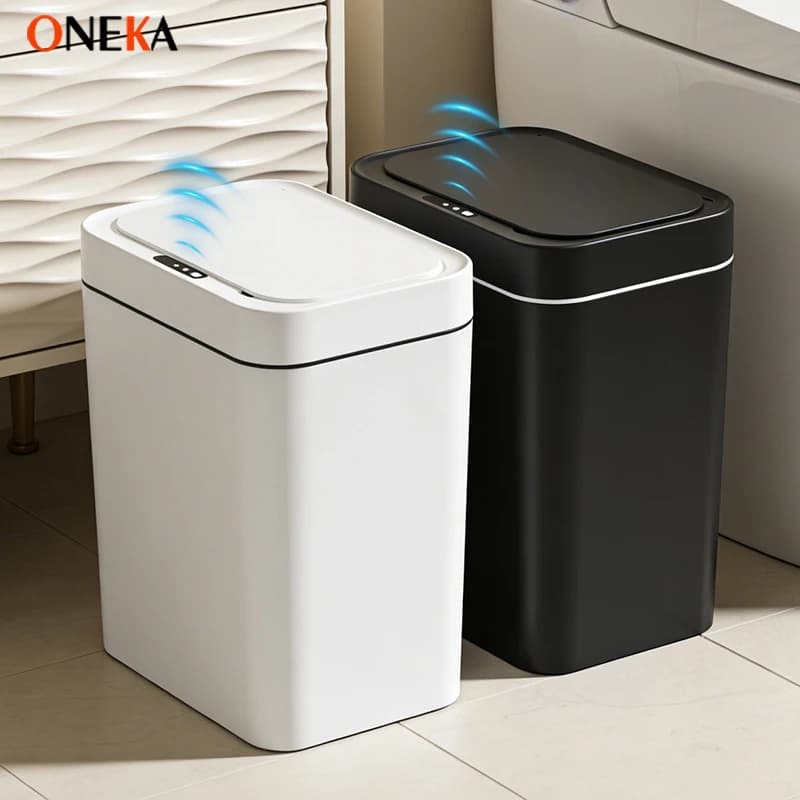 Cestino Intelligente con Coperchio, Sensore a Induzione, Contenitore per Rifiuti in Plastica per Cucina, Bagno, Ufficio, Camera da Letto, Casa, Toilette, Camper