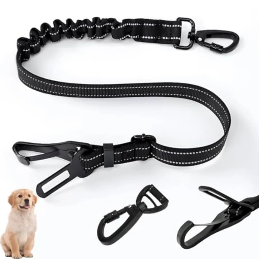 Cintura di sicurezza per cani 3in1 per auto Pettorina per auto per cani nera con gancio a clip Moschettone in lega con fibbia Cintura di sicurezza per cani da 1935 pollici realizzata in Nyl