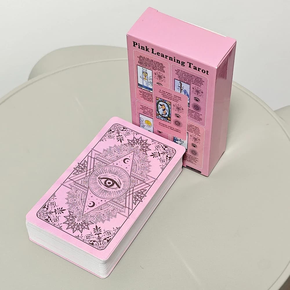 Tarocchi di apprendimento rosa 10,3 * 6 cm 78 carte dei tarocchi con parole chiave basate sul sistema Rider Waite