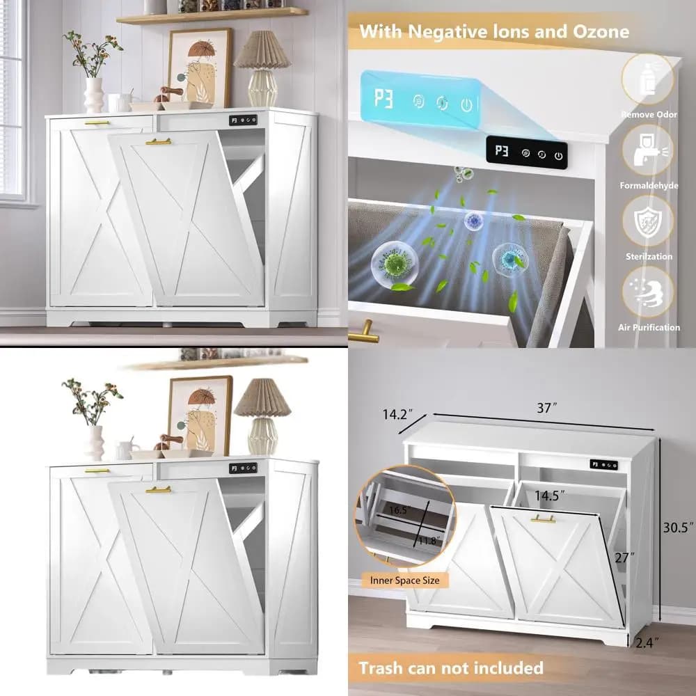 Mobiletto a due scomparti con controllo degli odori e ionizzazione per cucina, bagno e lavanderia