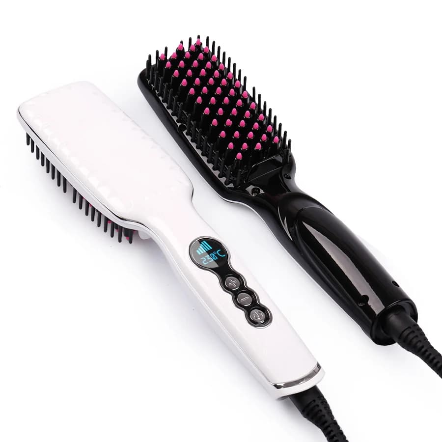 Massaggio elettrico Pettine dritto LCD anti-caldo piastra per capelli spazzola pettine ondulazione stiratura ferri spazzola per capelli pettine
