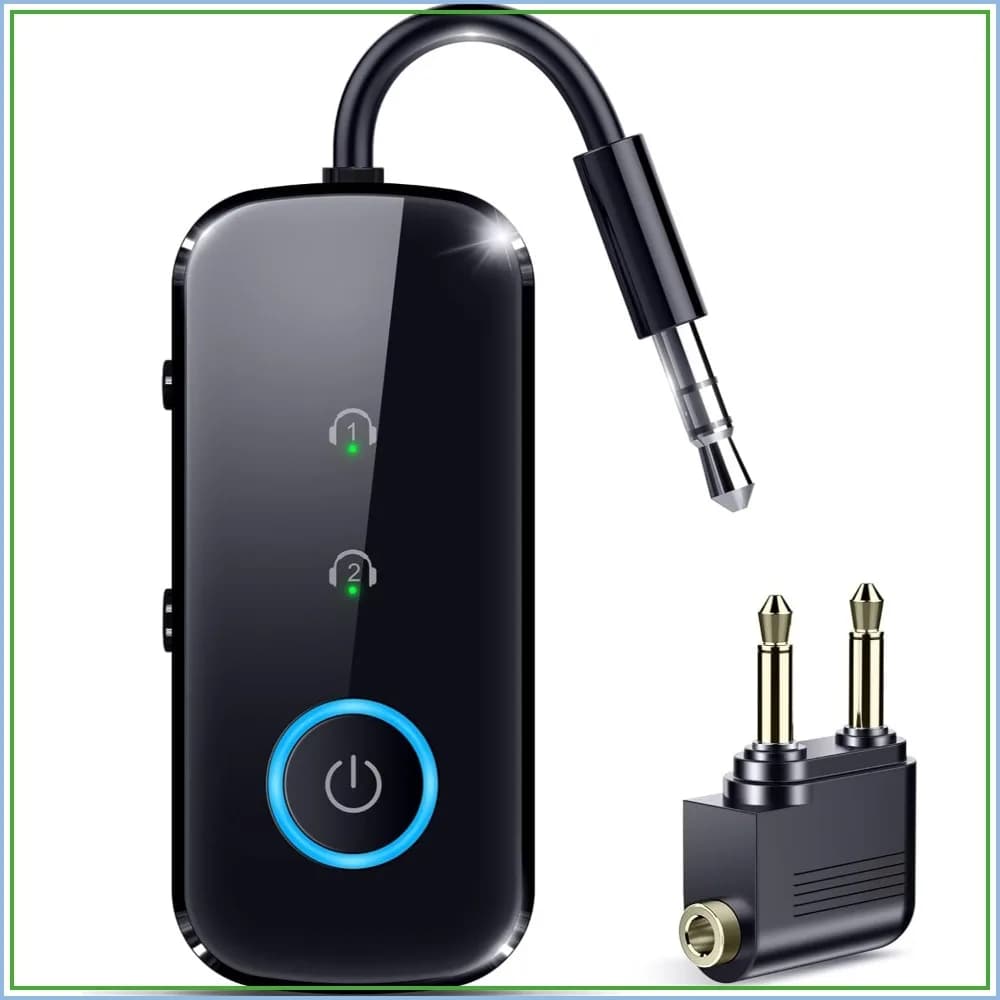 Bluetooth 5.4 Transmitter Receiver – Airplane Travel Adapter, aptX LL, 2-in-1, Works with 2 Headphones