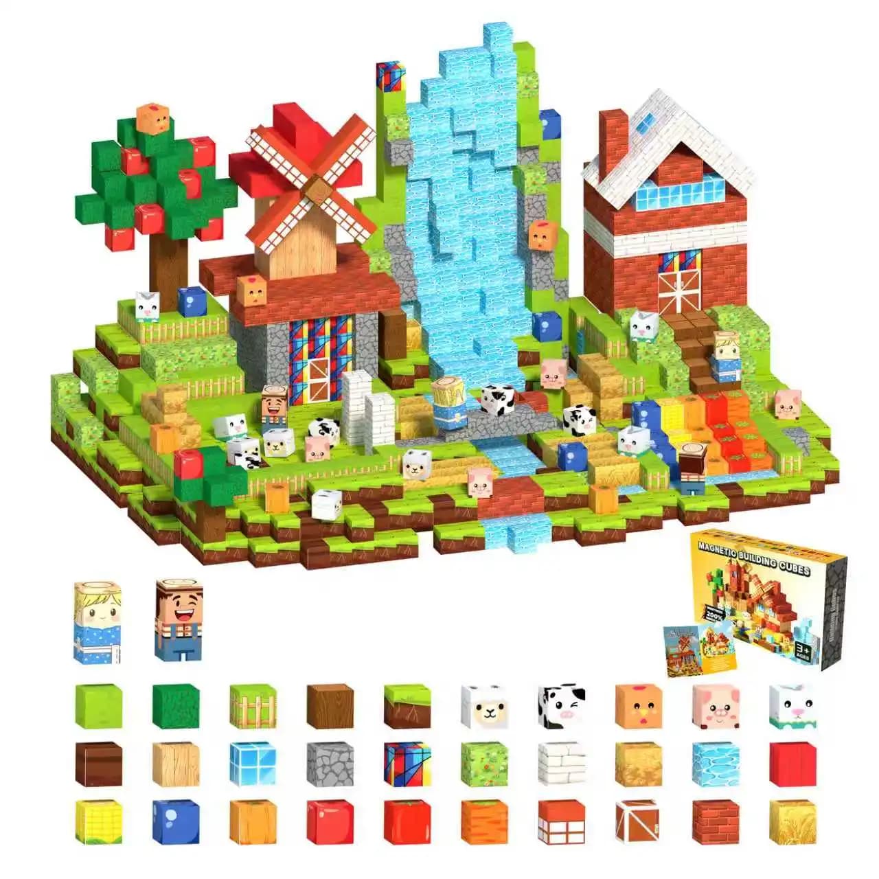 Set di Piastrelle Magnetiche, Dream Farm 150 Pezzi, Giocattoli Montessori STEM per Bambini e Bambine dai 3 agli 8 Anni Blocchi da costruzione per gioco creativo e sensoriale