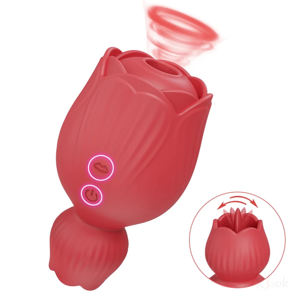 2 in 1 Rose-Vibrator for Women Sucking Licking Vacuum Stimulator Oral Nipple Clit Sucker Sex Toys Female Adults Masturbation