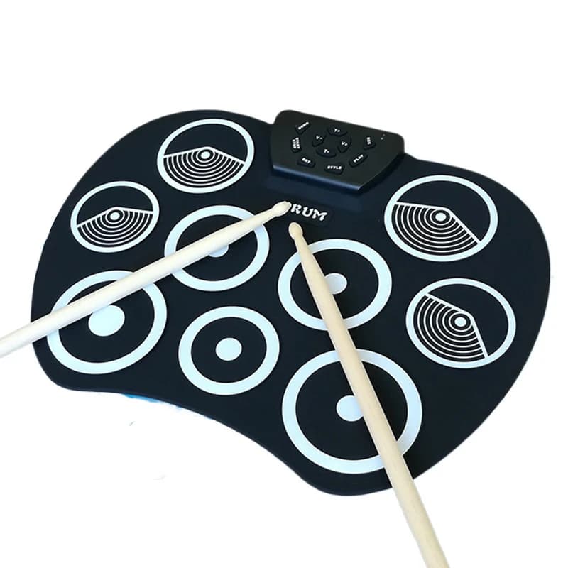 Trigger Tamburo elettronico Tamburo elettrico pieghevole a mano Tamburo portatile in silicone 5 batteria e 4 piatti Set completo per adulti