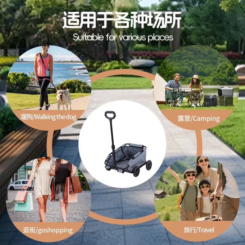 Lightweight Foldable Pet Stroller Detachable Carrier Travel Dog Cat Wagon for Small Medium Dogs Shopping Cart Portable