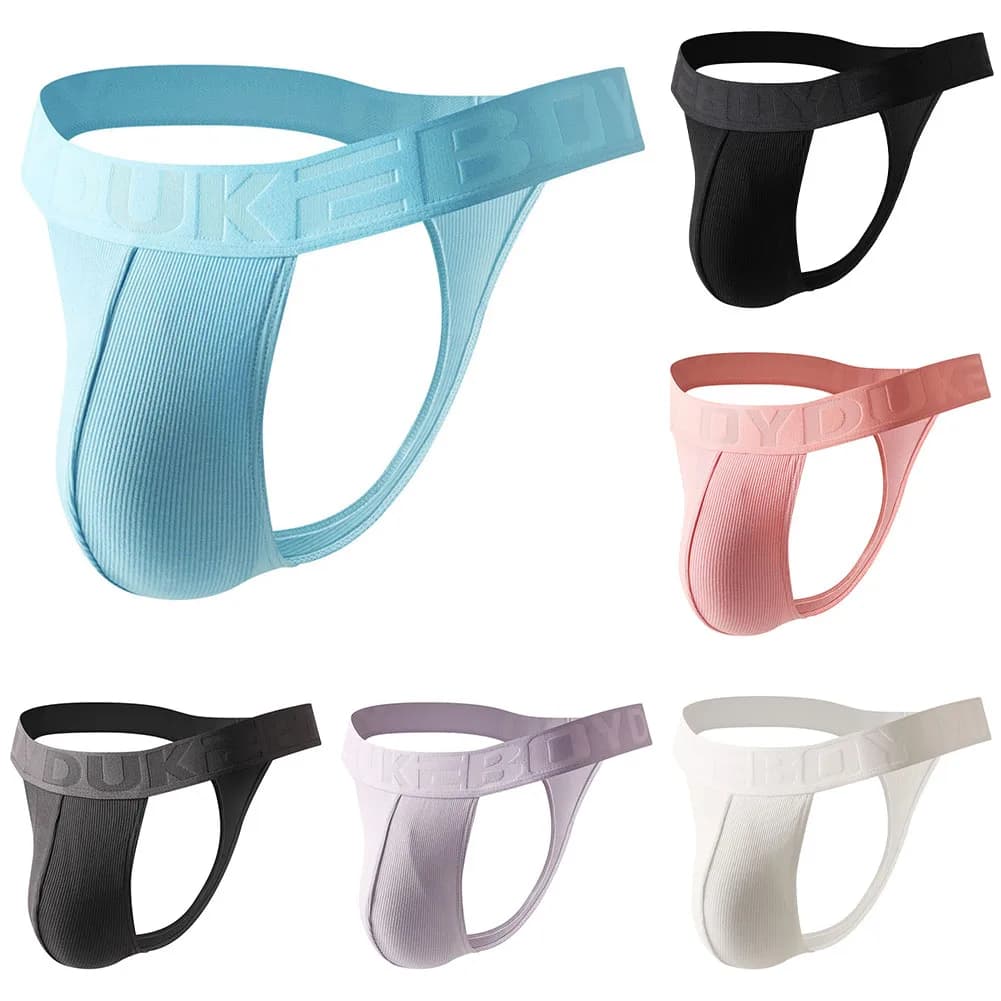 Perizoma da uomo sexy perizoma morbido a costine T-back perizoma intimo traspirante custodia rigonfia mutande costume da bikini maschile mutandine con cintura larga
