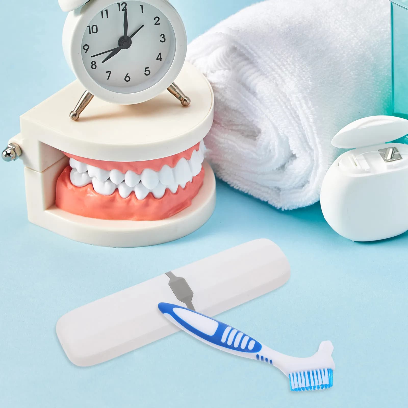 Set da Viaggio con Scatola Porta Spazzolino e Denti Finti, Organizzatore Portatile per Cura Orale