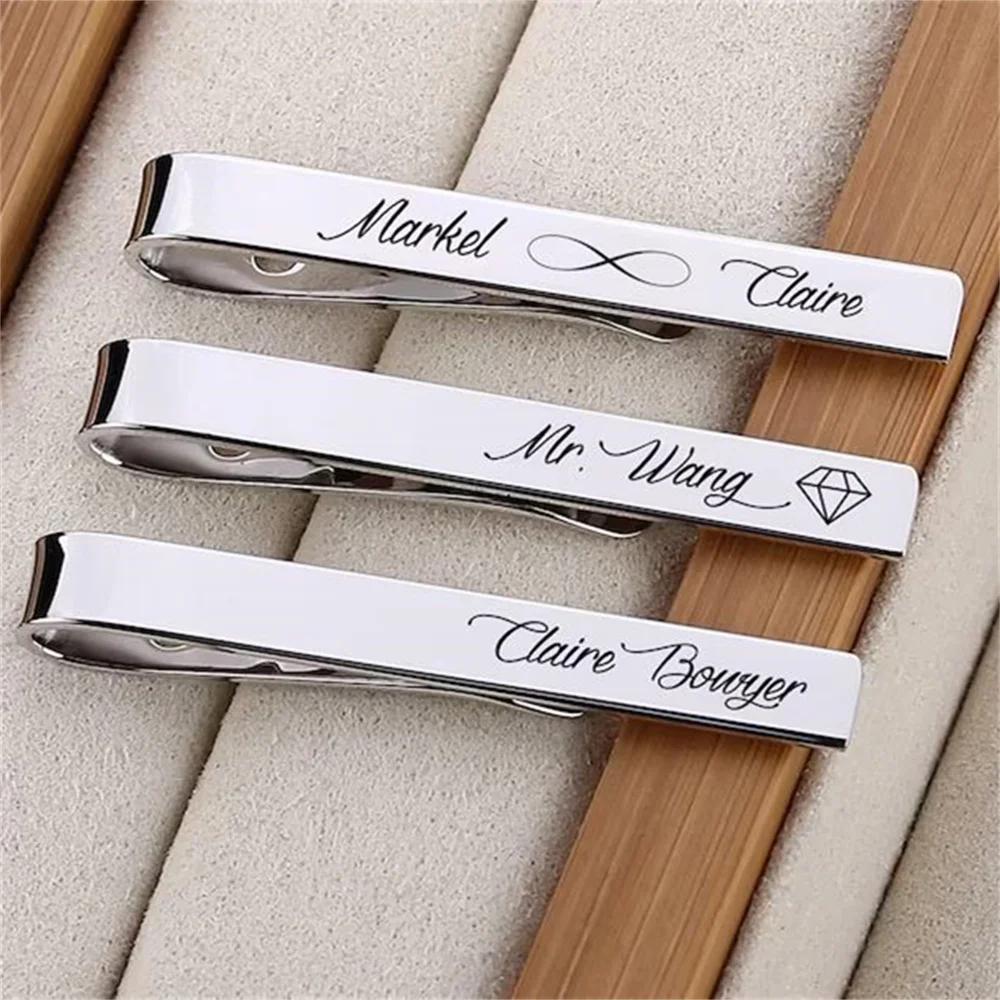 Men's Custom Stainless Steel Tie Clip Custom Names With Engraving Customized Accessories Jewelry Valentine's Gifts