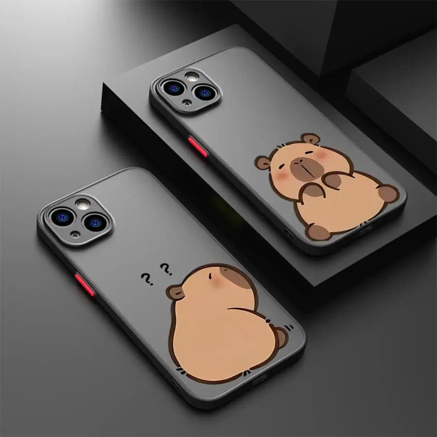 Custodia morbida per Apple iPhone 12 13 11 Pro Max 7 8 XS Max 15 16 14Plus 13 Mini Capibara carino adorabile