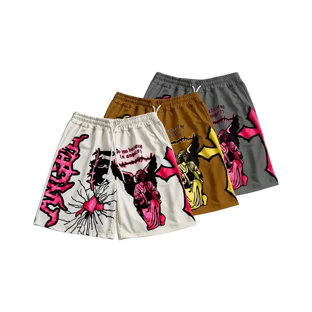 Ultimi pantaloncini alla moda Angelo Statua Elemento Modello 3D Stampato Casual Street Pantaloncini con coulisse da uomo Asciugatura rapida Traspirante Moto