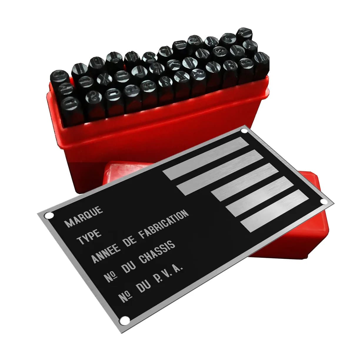 Data card Blank & Weight Chassis Plate with Number & Letter Stamp Punch Set ，worning sign data sign plate