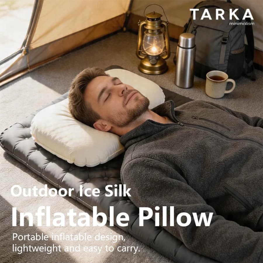 Outdoor Lightweight Portable Inflatable Ice Silk Pillow Compact Elegant Double-Sided Use Four-Season Universal