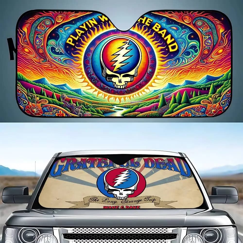Parasole per auto Cool G-Grateful D-Dead, divertente e pieghevole, protezione dai raggi UV per il parabrezza anteriore