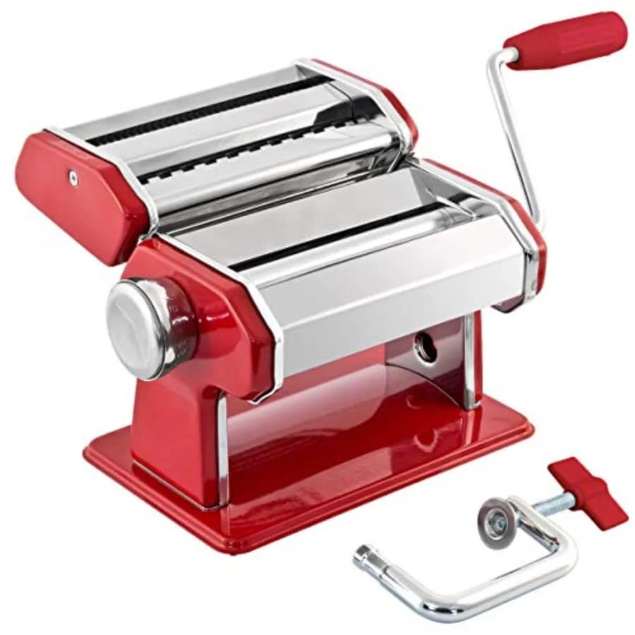 Stainless Steel Manual Pasta Maker Machine With Adjustable Thickness Settings Perfect for Professional Homemade Spaghetti and F