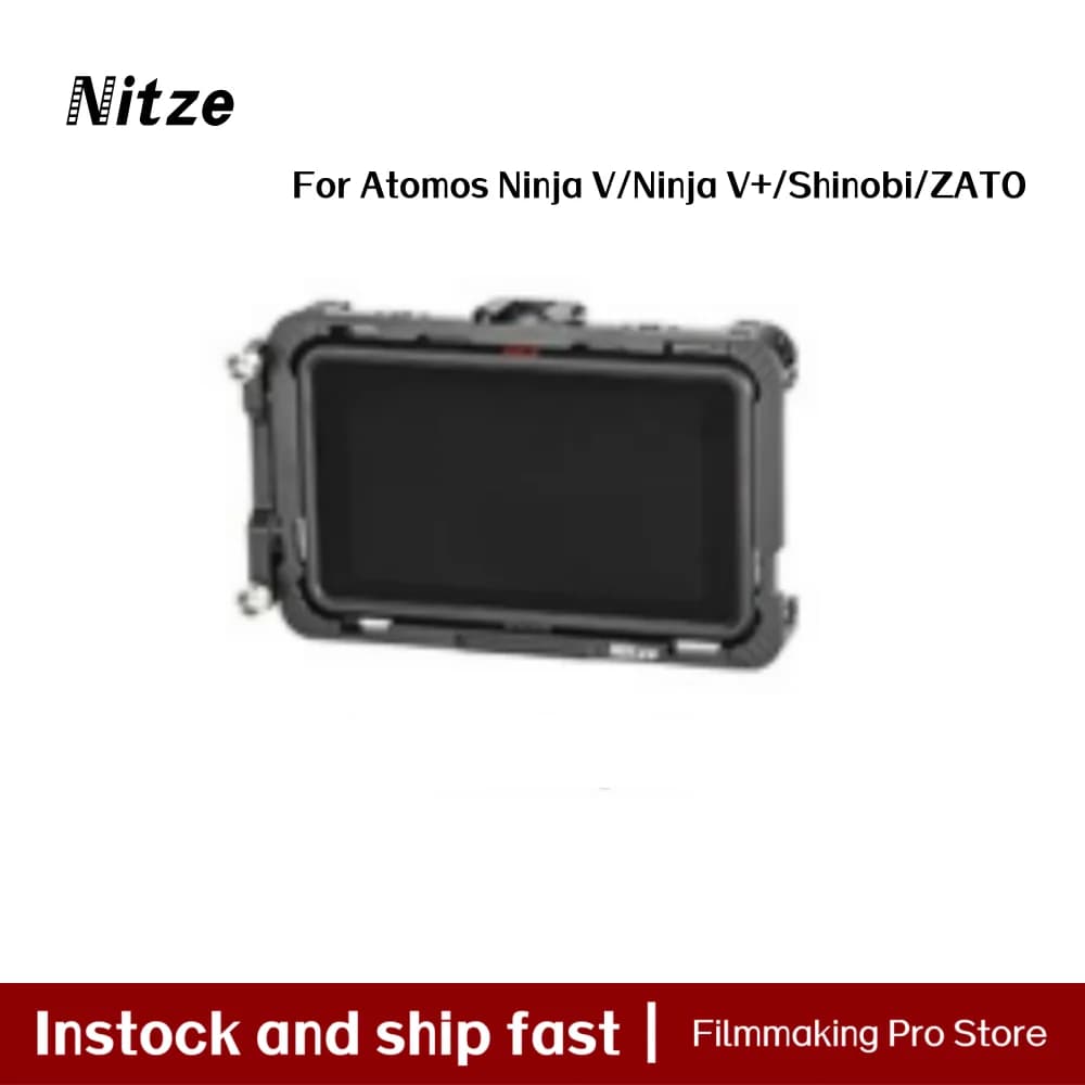 Nitze cage for Atomos Ninja V/Ninja V+/Shinobi/ZATO CONNECT 5" with HDMI cable clamp, sunshade, NATO track, cold skating