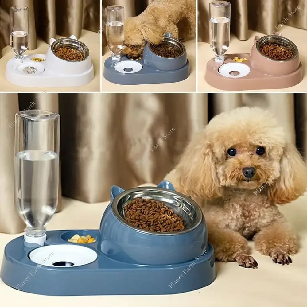 2025 Contenitore per alimenti con abbeveratoio Alimentatore per abbeveratoio per animali domestici 2-in-1 Ciotola per cani e gatti Distributore automatico di acqua per stoccaggio dell'acqua Alimentatore per alimenti per animali domestici