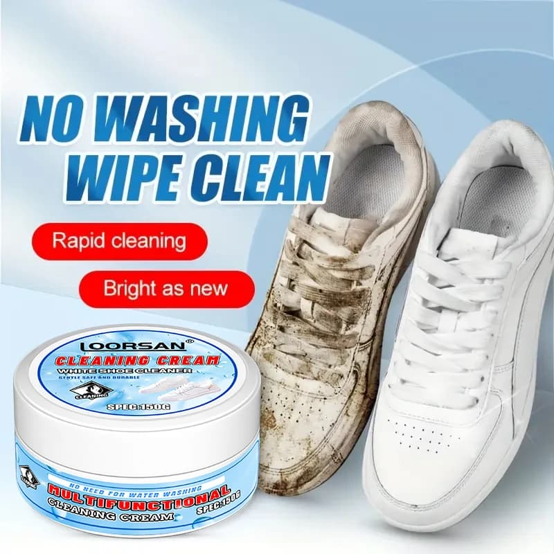 Crema detergente multifunzionale per scarpe bianche LOORSAN, detergente per sneaker senza lavaggio, rimozione rapida delle macchie per una pulizia brillante come nuova