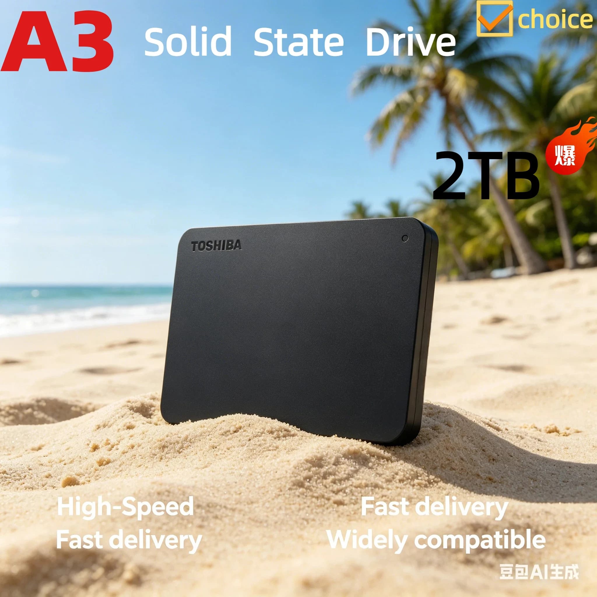 Disco rigido esterno Toshiba A3 OEM Expansion Portable HDD da 500GB 1TB 2TB USB3.0 da 2,5 pollici per PC e laptop
