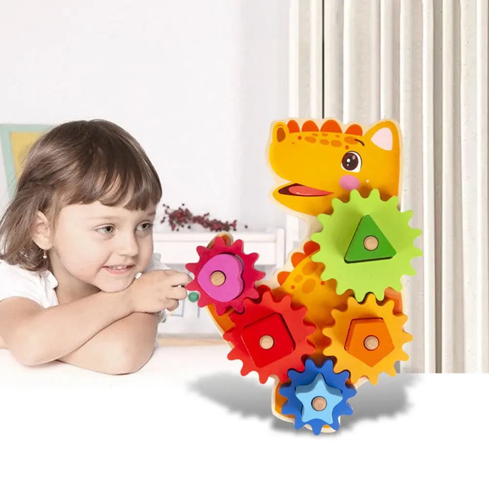 Set di Blocchi Educativi in Legno con Ingranaggi, Gioco di Abbinamento per lo Sviluppo Cognitivo dei Bambini, Kit di Costruzione in Legno, Giocattolo in Legno