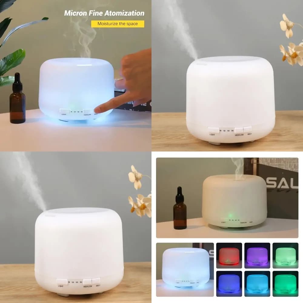 Diffusore di oli essenziali USB da 500 ml con umidificatore, luce notturna, spegnimento automatico - Ideale per ufficio, yoga, spa e relax Atmos