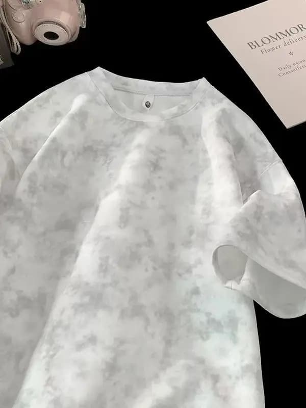 T-shirt short sleeves tie-dye American style for men, new summer fashion, brand, heavy, wide fit, strong sizes, half sleeve, INS trend