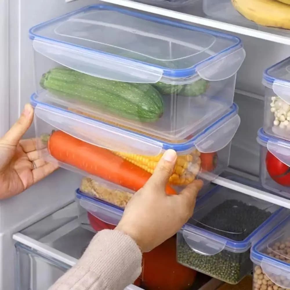 Contenitori per alimenti Scatola per il pranzo riscaldata a microonde impilabile Scatola per la conservazione del frigorifero rettangolare sigillata con coperchio Contenitore trasparente per frutta e verdura