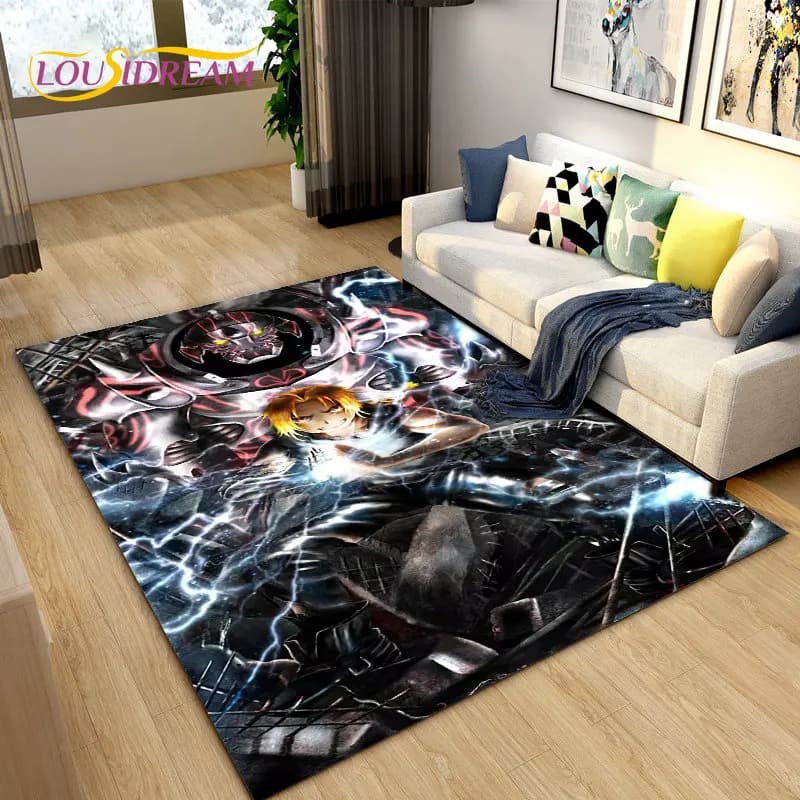 Tappeto grande con disegno di Fullmetal Alchemist Anime Cartoon, tappeto per soggiorno, camera da letto, divano, decorazione, tappetino antiscivolo