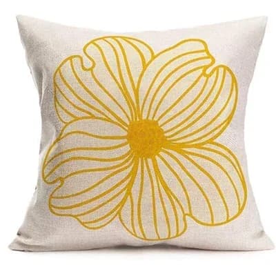 Fodera per cuscino Sweet Home Arrow con petali di fiori gialli e strisce in lino, per divano familiare