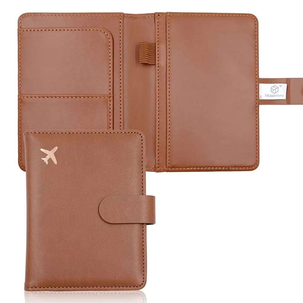 Porta Passaporto in Pelle Premium, Custodia Impermeabile con Blocco RFID, Portafoglio da Viaggio con Porta Penna, Design Carino