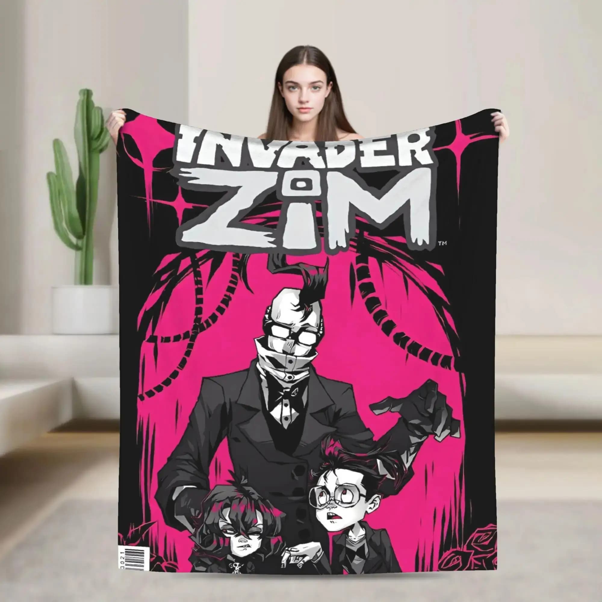 Coperta in Morbido Flanella Calda e Confortevole per Letto, Divano, Campeggio, Coperta Divertente Ispirata al Film Invader Zim