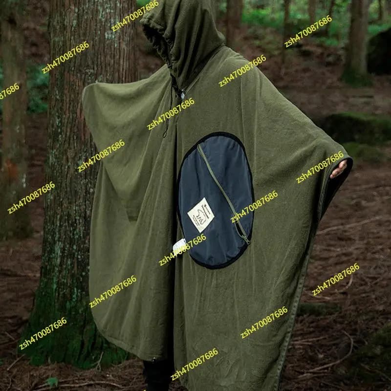 Sacco a pelo indossabile da campeggio Poncho Sacco a pelo Rocker Fleece Calore Poncho con cappuccio Sacco a pelo Coperta Accessorio da campeggio