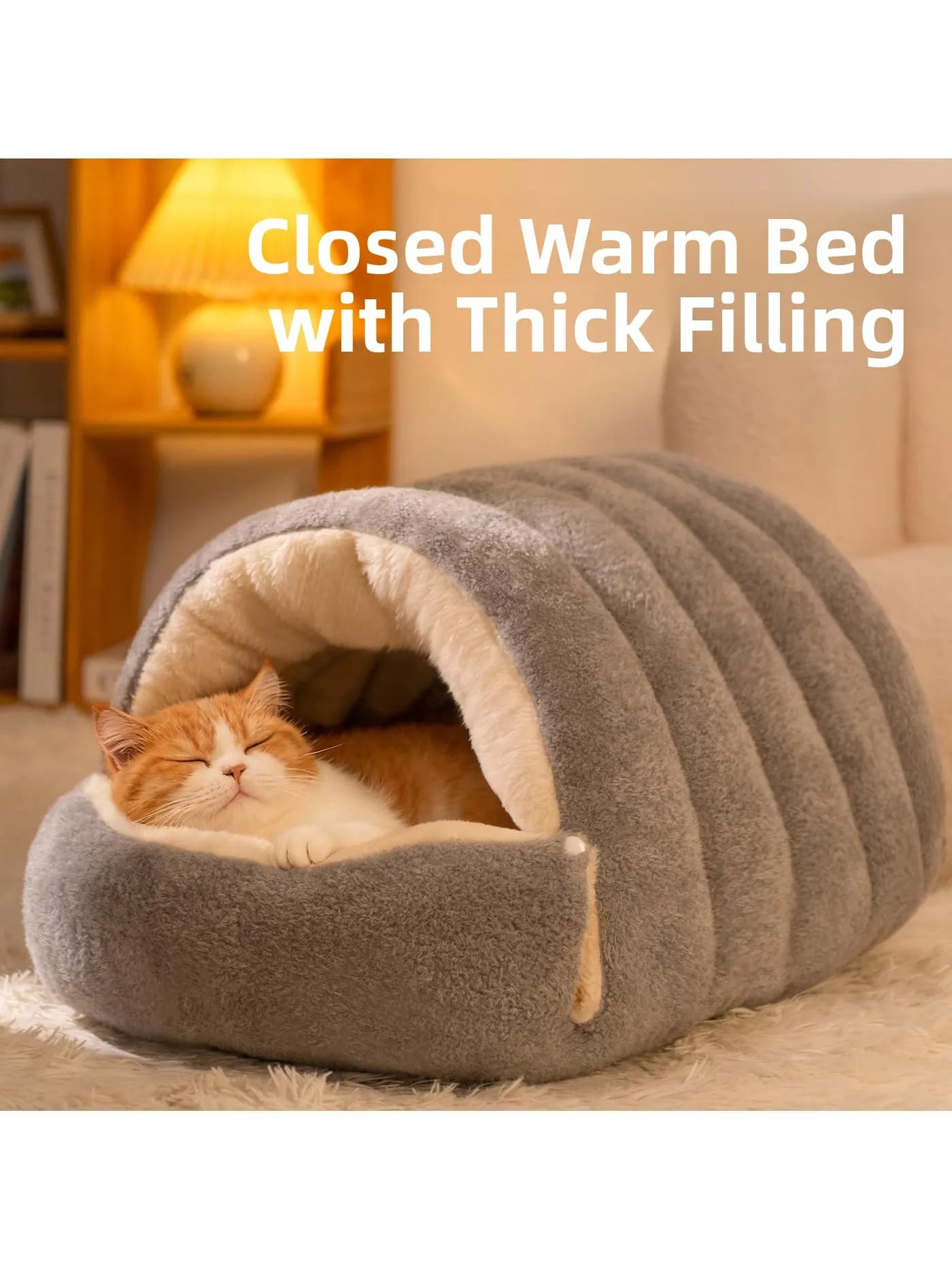 Cuccia per Animali Domestici Stile Chiuso, Calda e Sicura per l'Inverno, Sfoderabile e Lavabile, Comoda Casa per Cani e Gatti